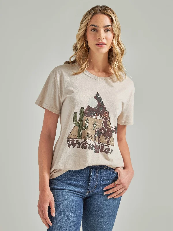 Wrangler Women's Tan Pyramid Western Boyfriend Graphic Tee