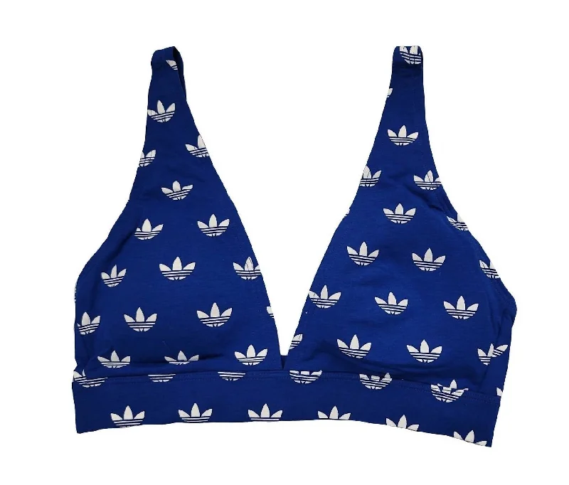 Adicolor Comfort Flex Unlined Triangle Bralette In Blue Pattern Rugged Women's Outdoor 