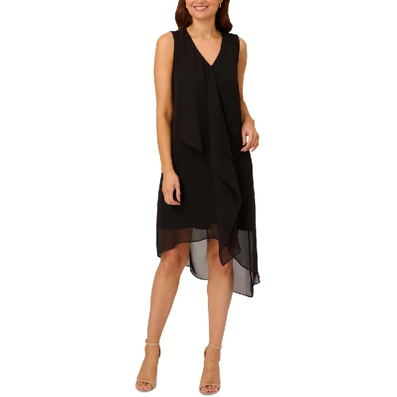 Adrianna Papell Womens Chiffon Asymmetric Cocktail And Party Dress