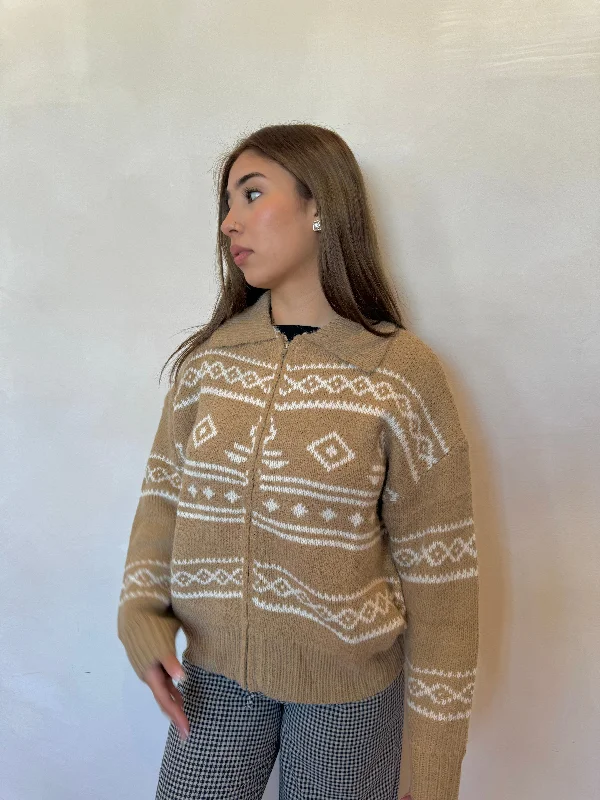 Aztec zip up sweater