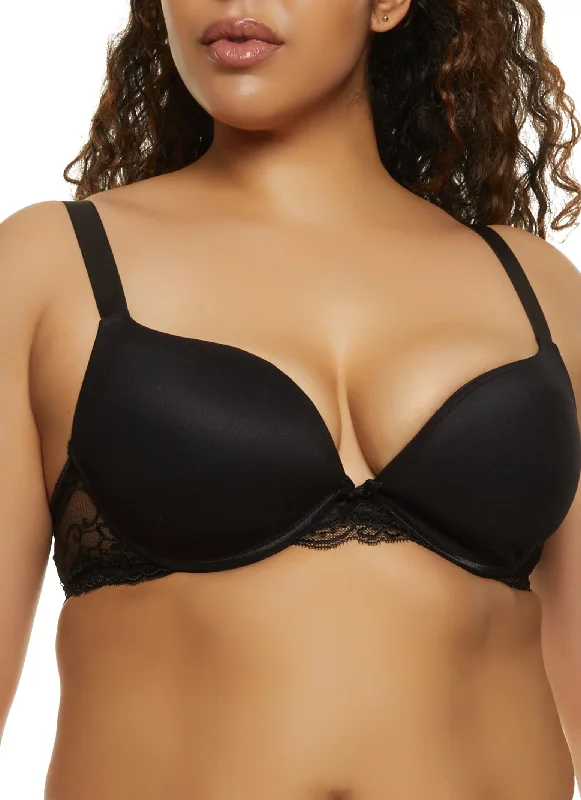 Plus Size Basic Black Plunge Bra