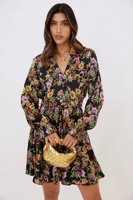 Brett Printed Long Sleeve Mini Dress