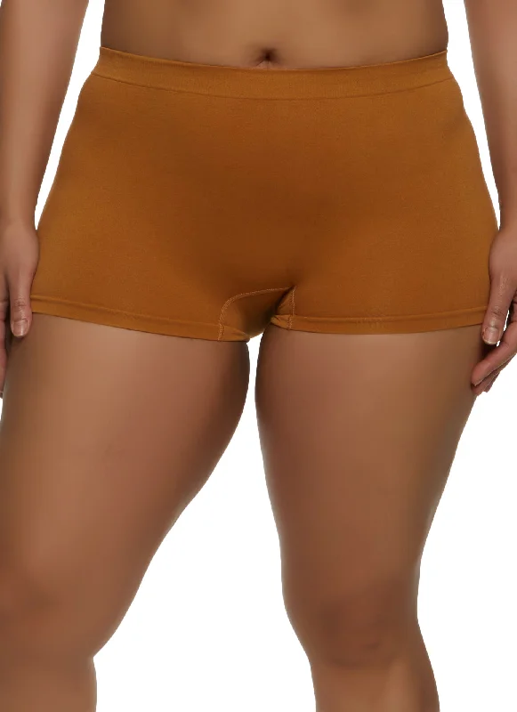 Plus Size Basic Seamless Boyshort Panty Hip Women's Urban
