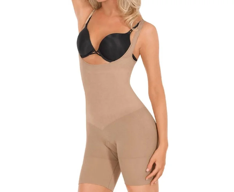 Seamless Open Bust Boxer Body Shaper In Nude Bold Women's Statement