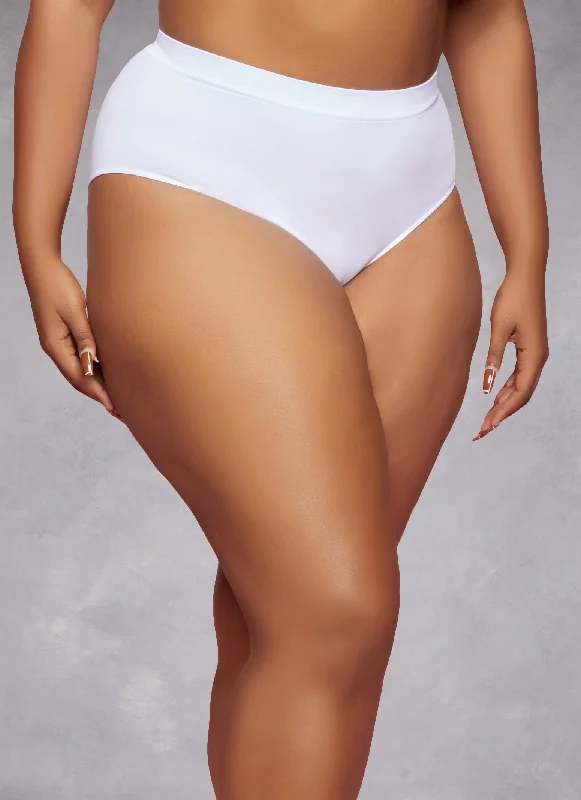 Plus Size Seamless Solid Bikini Panty