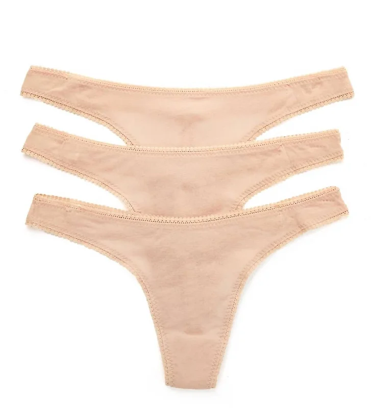 Women's Mesh Hip G Thong 3-Pack In Champagne