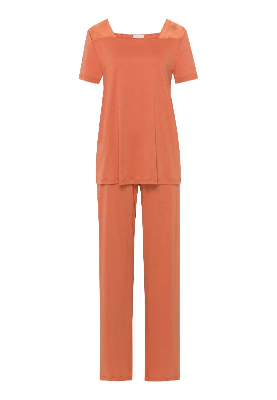 Emma Silk Trim Cotton Pajama Set | Apricot Brandy 74923-2294