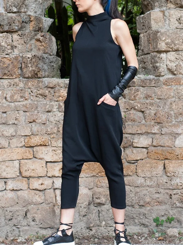 Casual Loose Sleeveless Pocket Jumpsuits