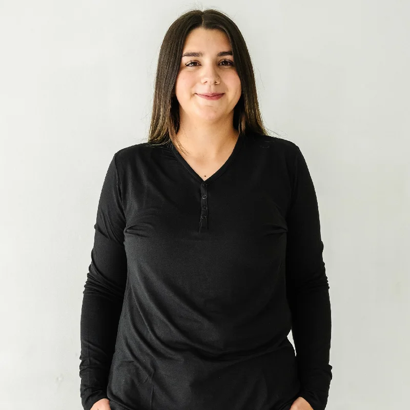 Solid Black Women's Pajama Top