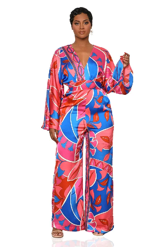 Lady Of The Hour Jumpsuit (Red Multi)- FINAL SALE