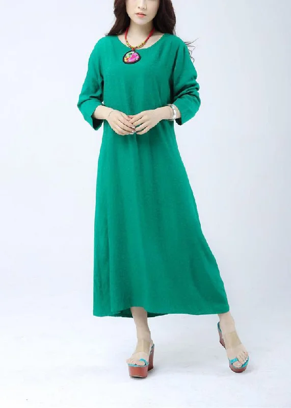 Women O Neck Half Sleeve Wardrobes Photography Green Vestidos De Lino Dress