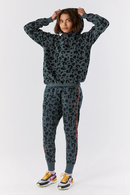 Grey Leopard Hoodie Geometric