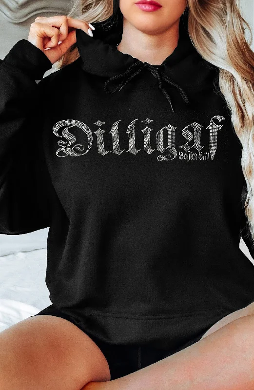 Bedazzled w/ cross Hoodie Artistic Women's Hand - painted