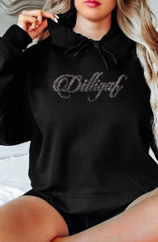 Bedazzled Pink outline Script Hoodie Modern Women's 
