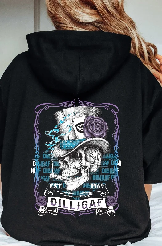 Blue and Purple Scroll Skull Pullover Hoody Elegant Women's Formal 