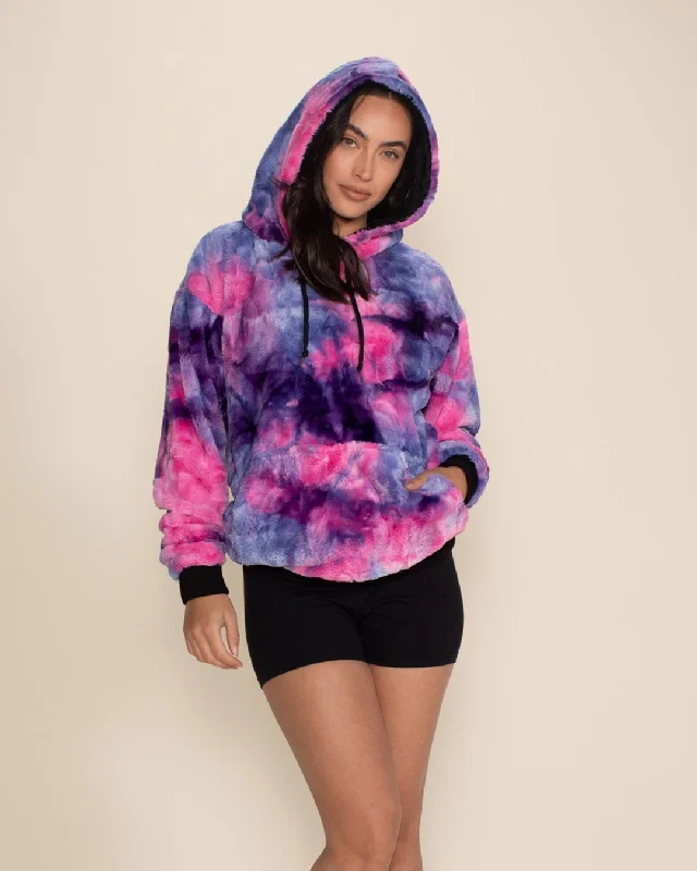 Women's Fur Hoodie | Tie-Dye Cotton Candy Kitty Hip Women's Retro