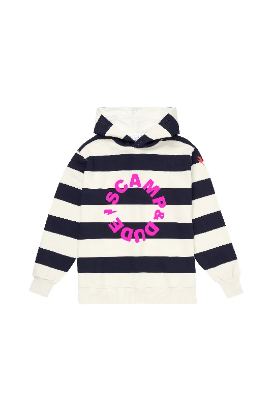 Navy with Cream Stripe and Logo Hoodie Sporty Women's Tennis