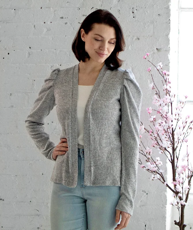 PAIGE puff sleeve bolero in Grey Heather