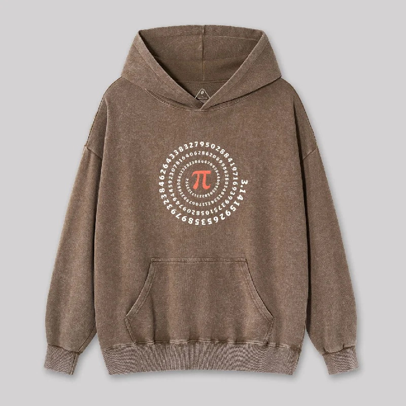 Pi Science  Number Sequence Classic Washed Hoodie Casual Women's Japanese 