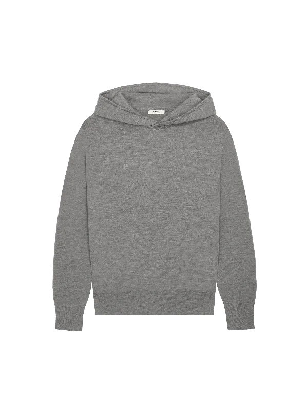 Womens Regenerative Merino Wool Hoodie—grey marl Sophisticated Women's Tailored