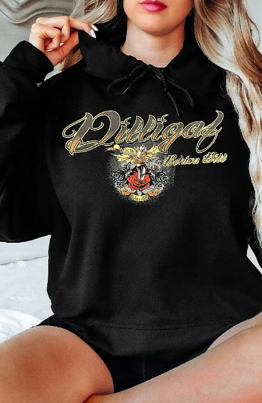 Rose and Dagger Pullover Hoodie Feminine Women's Style 