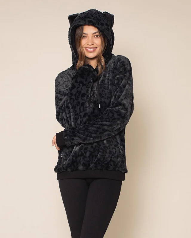 Classic Women's Fur Hoodie | Slate Black Leopard Modern Women's 