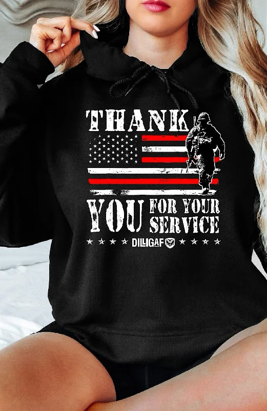 Thank You For Your Service Pullover Hoodie Classic Women's Pin - striped