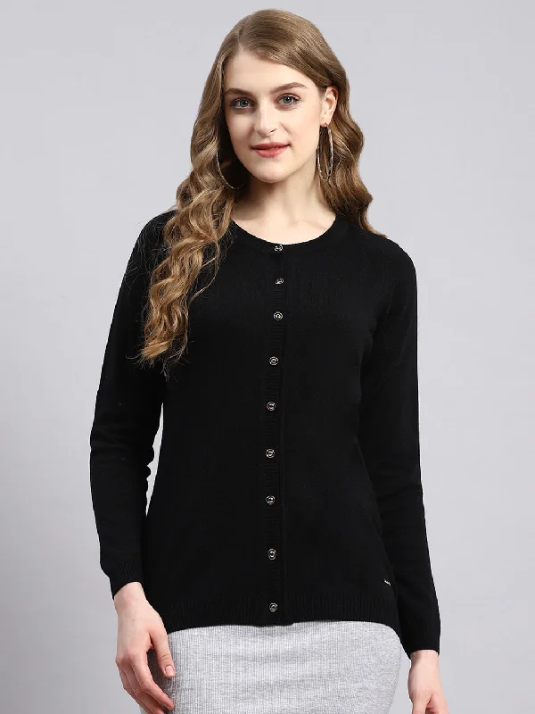 Women Black Solid Cardigan